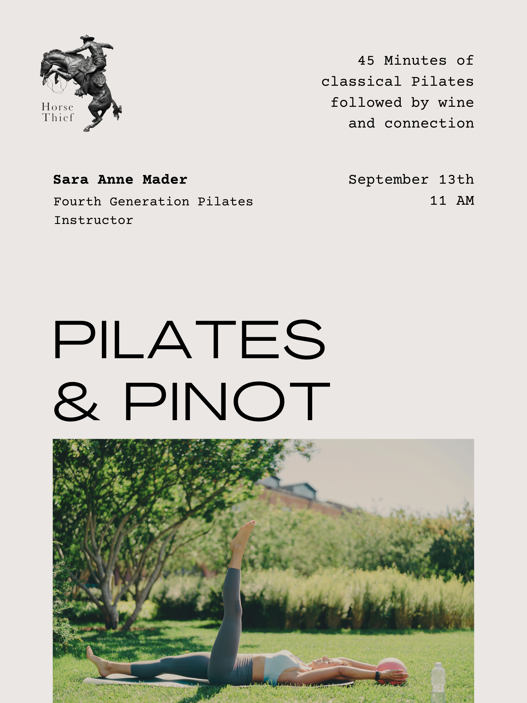 Pilates + Pinot September 13th 11AM